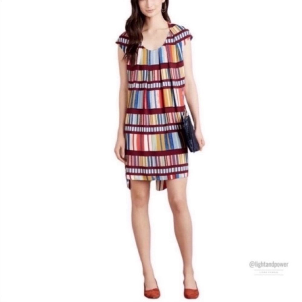 Anthropologie /Maeve Sleeveless striped 
Mini Dress 
Deep gorgeous colors